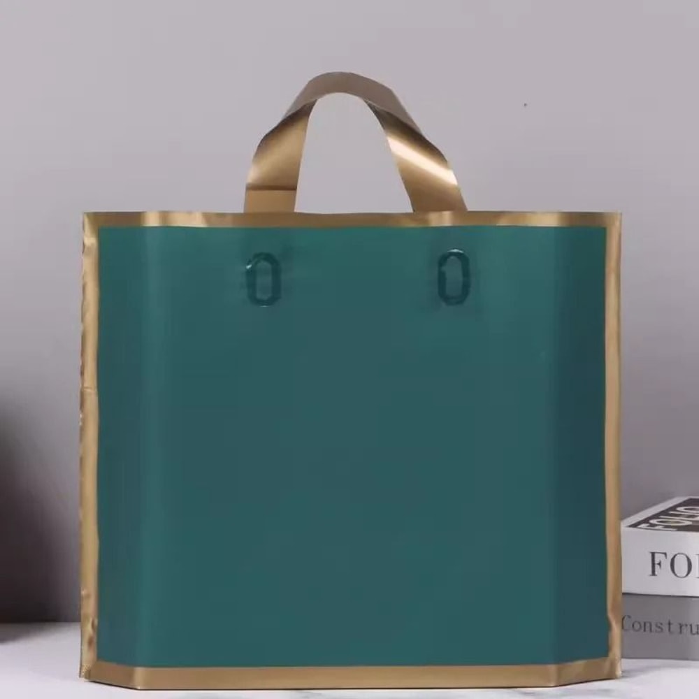 Customized Logo Tote Bags 50 Pcs Gold Edge Party Favor Shopping Bags 7