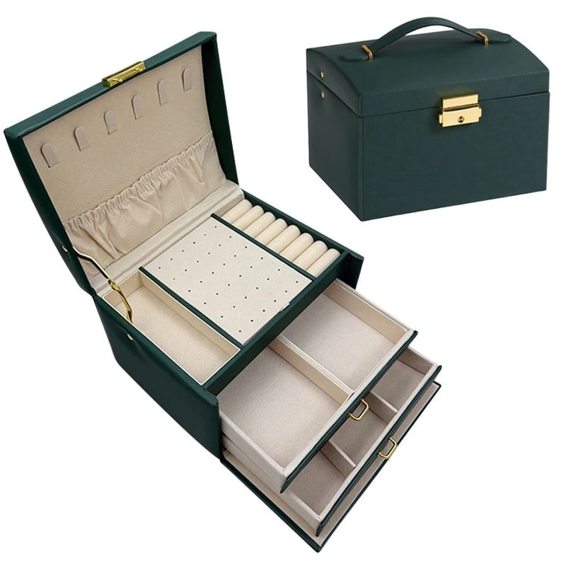 Lock Arch ThreeLayer Jewelry Box Secure AllinOne Storage 8