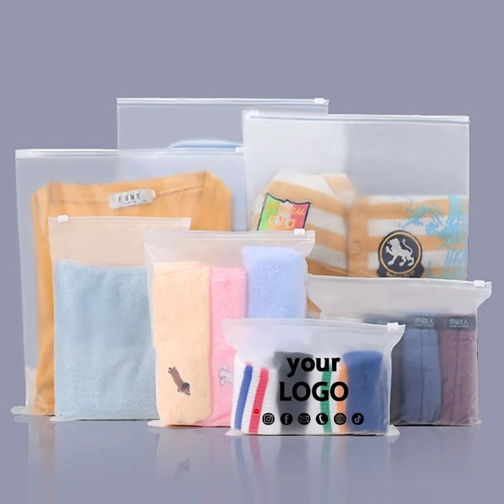 Customized Logo Frosted Zipper Bags 50 Pcs Professional Packaging 5
