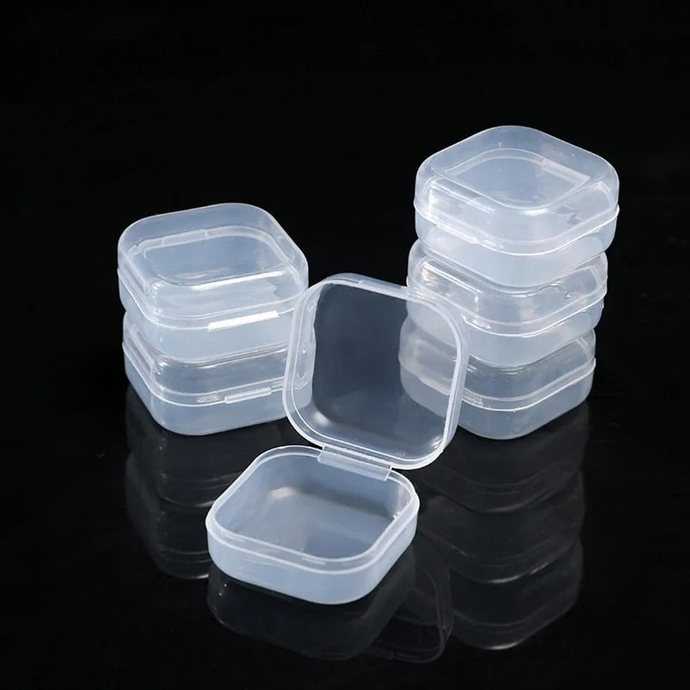Transparent Mini PP Square Storage Boxes 5 Pcs MultiPurpose Organizers 0