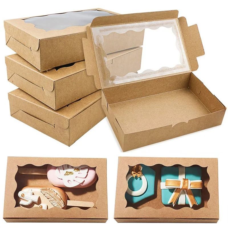 Kraft Paper Window Gift Boxes 10 Pcs MultiPurpose Packaging 3