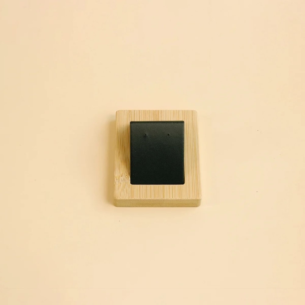 Bamboo Wood Earring Display Stand Velvet PU Leather Jewelry Tray 10