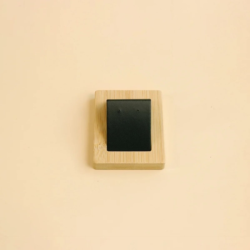 Bamboo Wood Earring Display Stand Velvet PU Leather Jewelry Tray 10