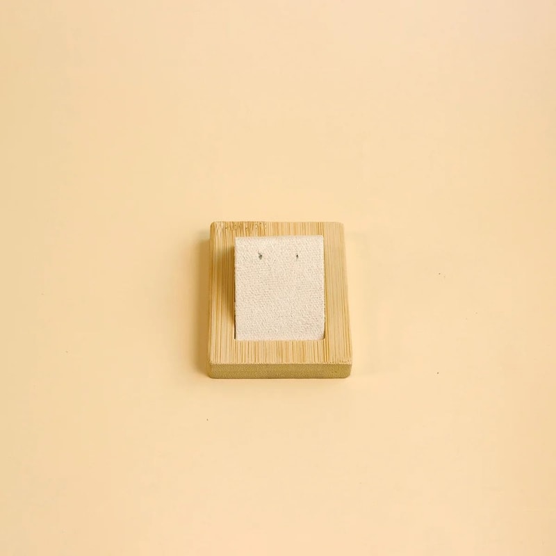 Bamboo Wood Earring Display Stand Velvet PU Leather Jewelry Tray 14