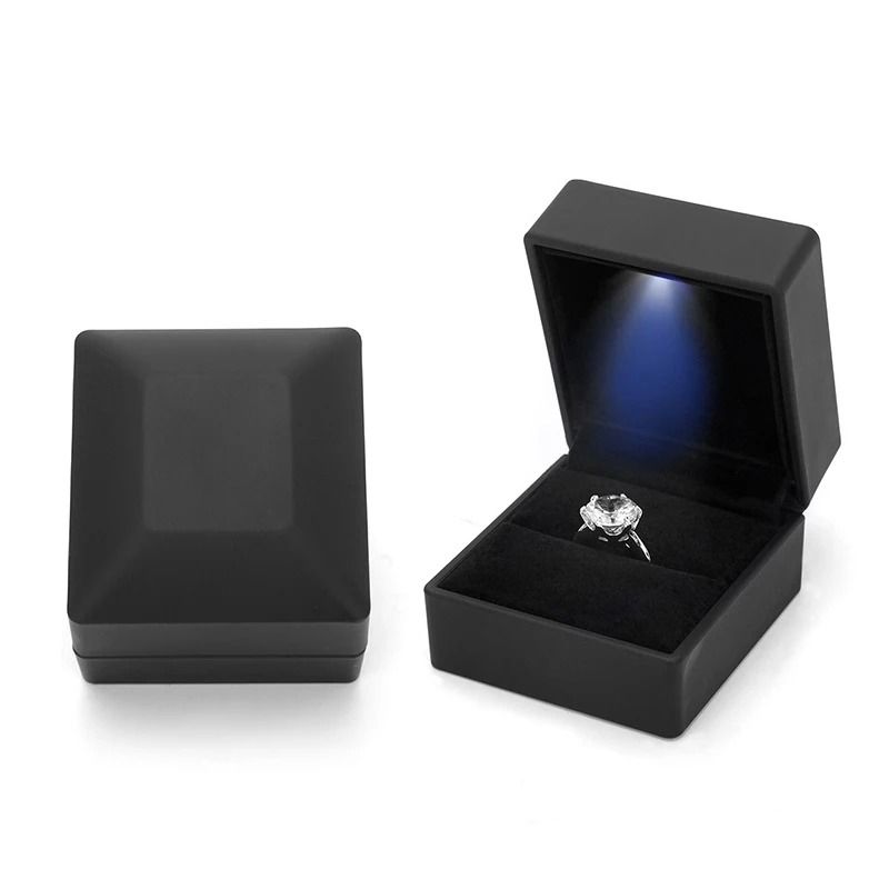 LED Lighted Jewelry Box Heart Square Velvet Proposal Cases 13