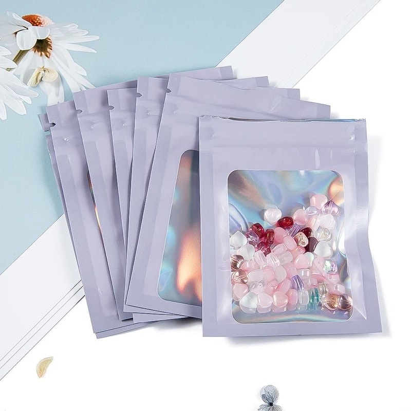 Holographic Laser Mylar Bags 50 Pcs SmellProof Zip Lock Pouches 2