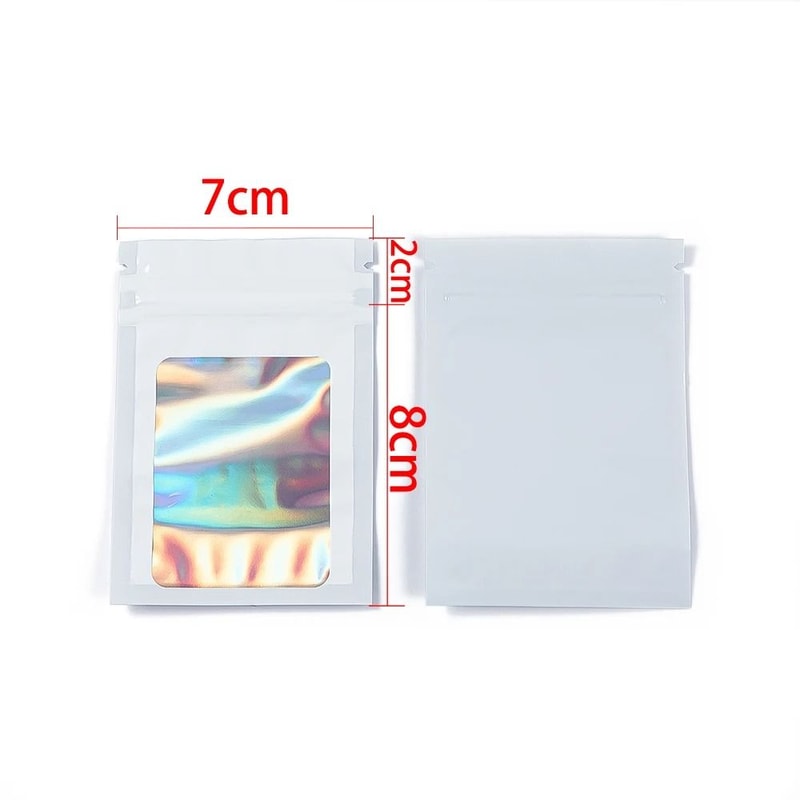 Holographic Laser Mylar Bags 50 Pcs SmellProof Zip Lock Pouches 4