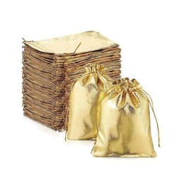 metallic gold drawstring pouches – 50 pcs small business gifting supplies