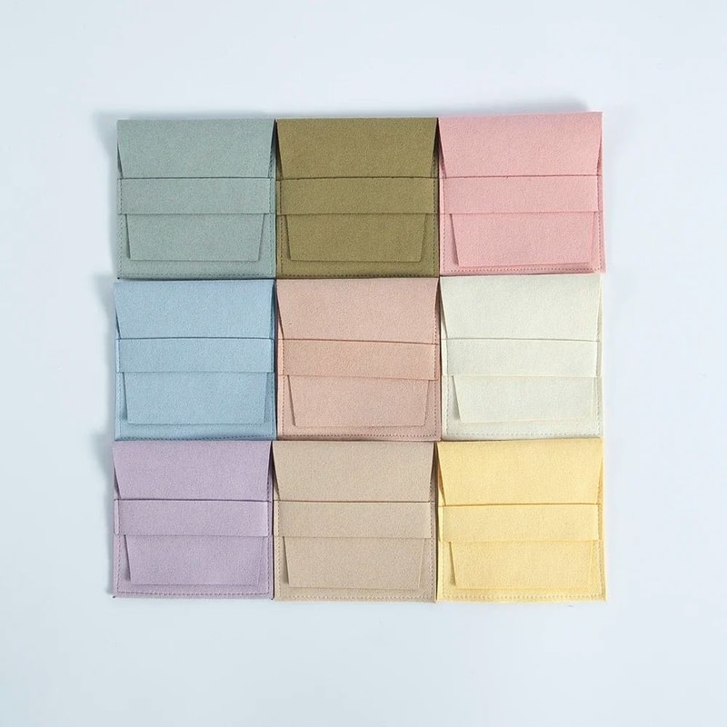 Microfiber Suede Jewelry Pouches 5 Pcs Premium Envelope Flap Bags 4
