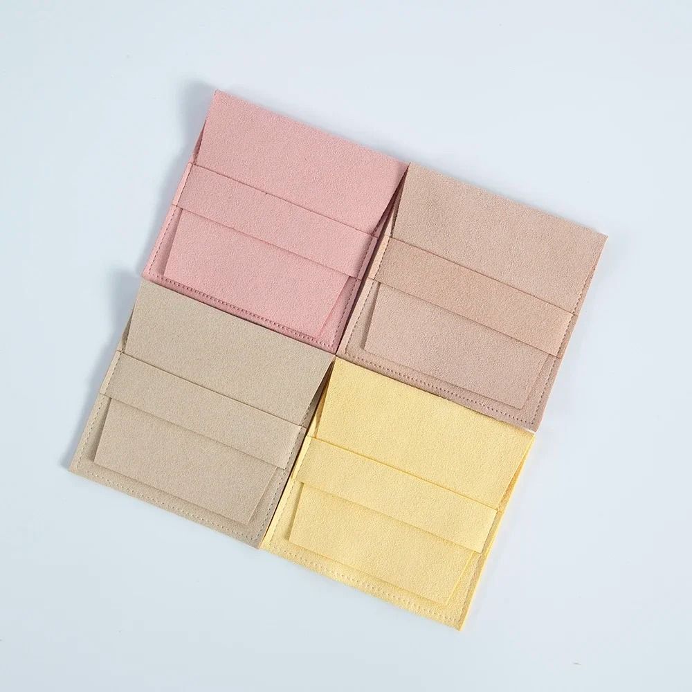 Microfiber Suede Jewelry Pouches 5 Pcs Premium Envelope Flap Bags 5