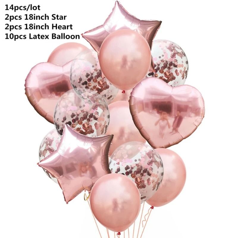 Rose Gold Confetti Balloon Set 14 Pcs Birthday Wedding Party Decorations 7