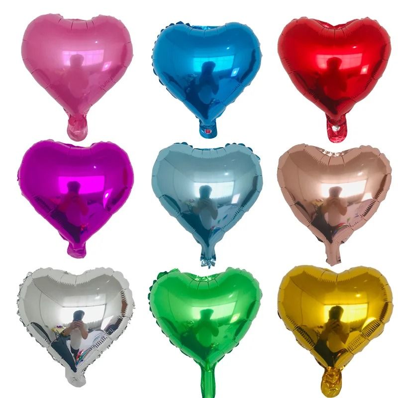 Heart Foil Balloon Set 10 Pcs Romantic Decor Supplies 16