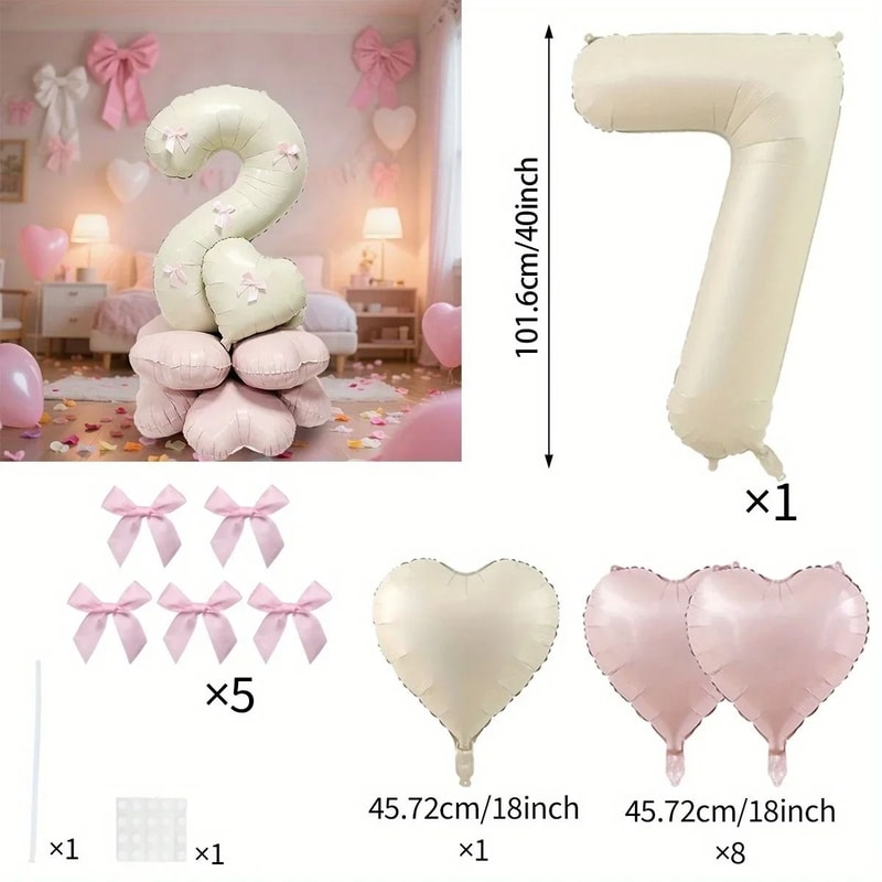 Cream White Number Balloon Set Elegant 40Inch Milestone Decor 9
