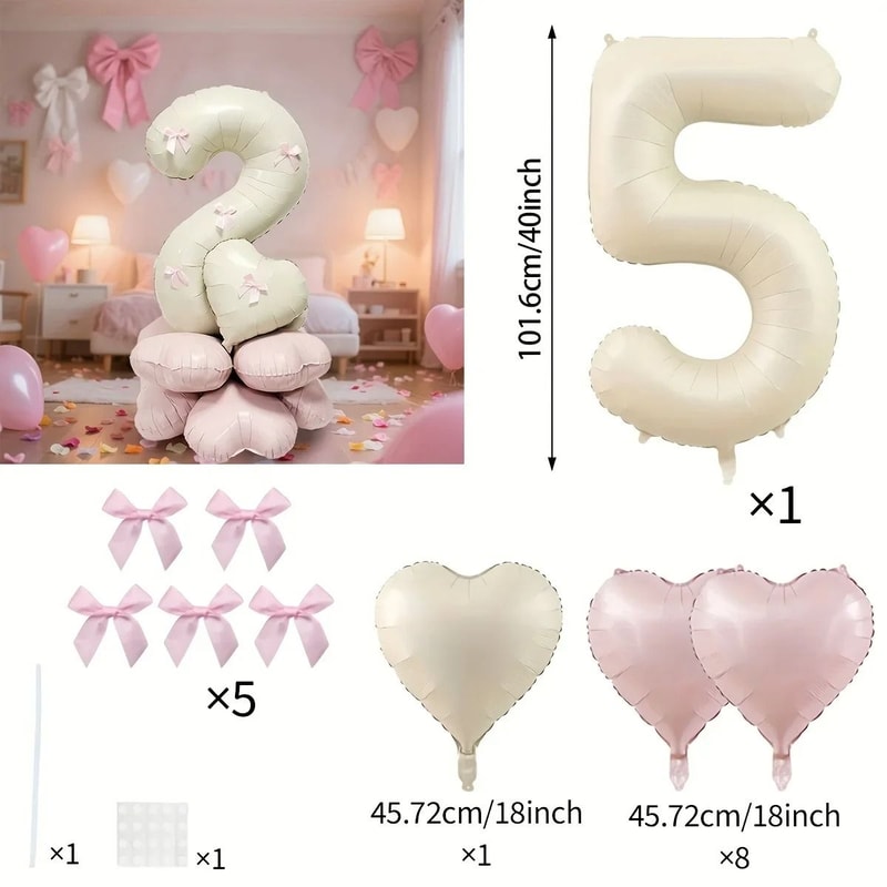 Cream White Number Balloon Set Elegant 40Inch Milestone Decor 10
