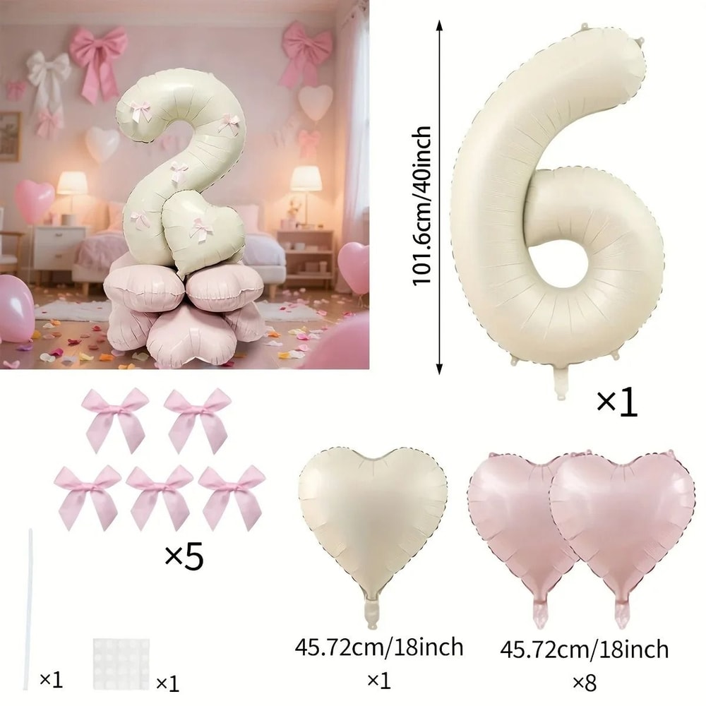 Cream White Number Balloon Set Elegant 40Inch Milestone Decor 12