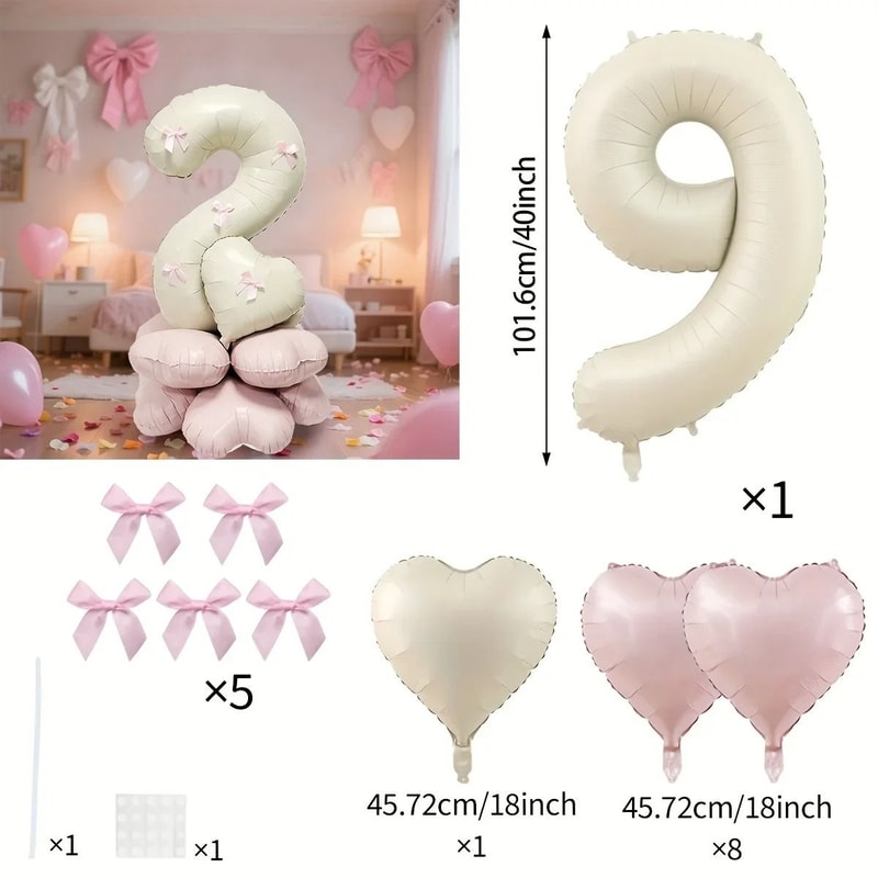 Cream White Number Balloon Set Elegant 40Inch Milestone Decor 13