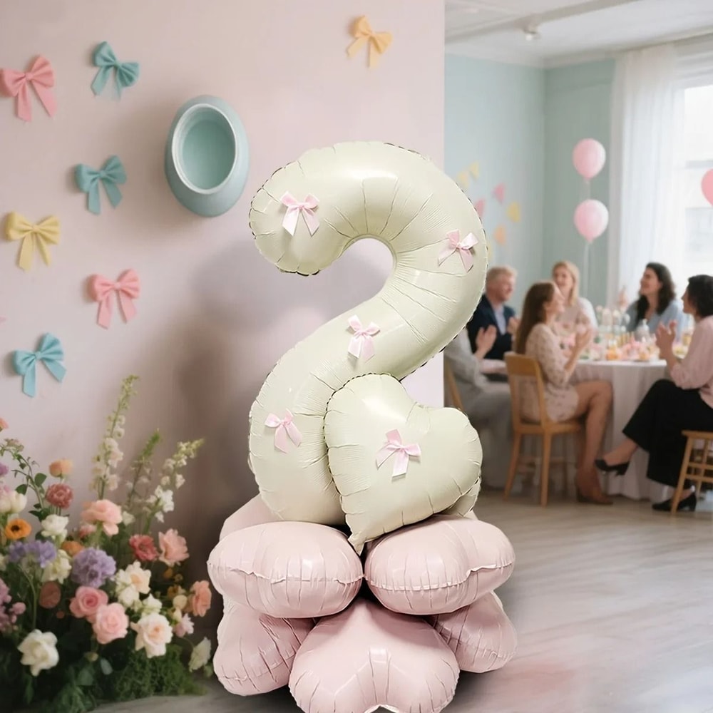 Cream White Number Balloon Set Elegant 40Inch Milestone Decor 4