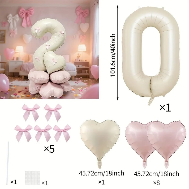 Cream White Number Balloon Set Elegant 40Inch Milestone Decor 6
