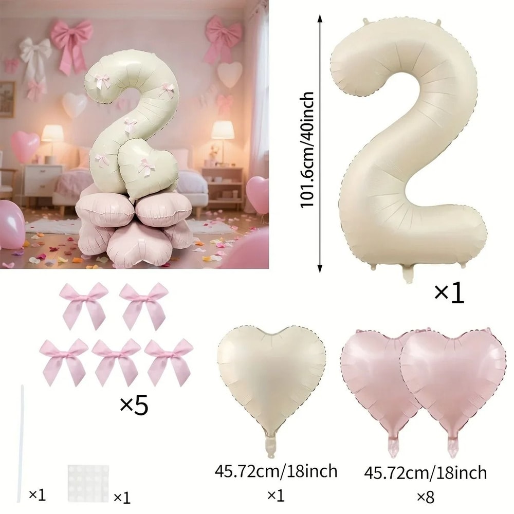 Cream White Number Balloon Set Elegant 40Inch Milestone Decor 7