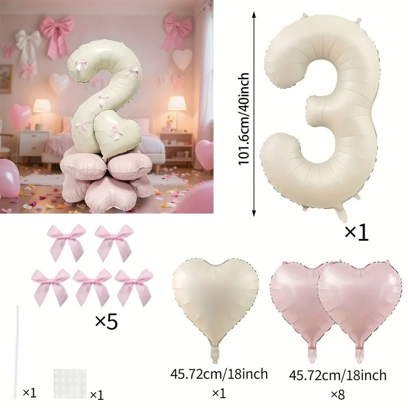 Cream White Number Balloon Set Elegant 40Inch Milestone Decor 8