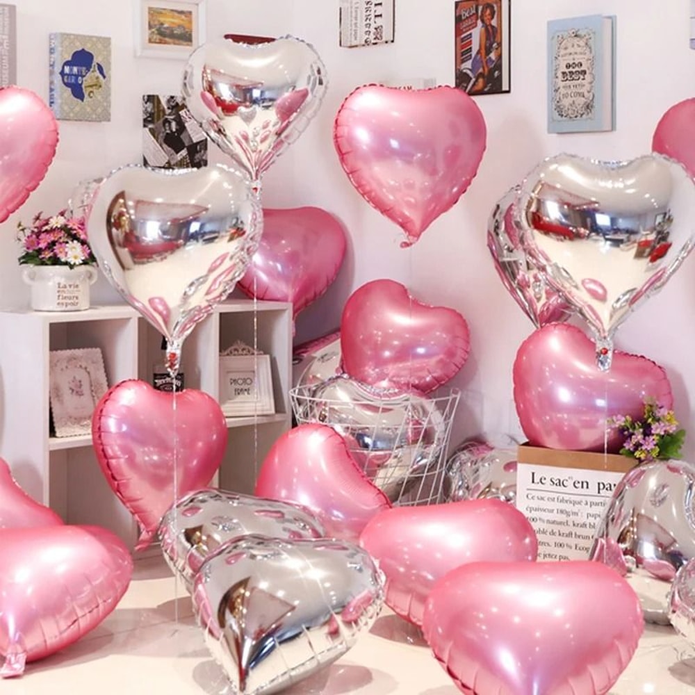 18Inch Heart Foil Balloons 10 Pcs Romantic Atmosphere Set 0