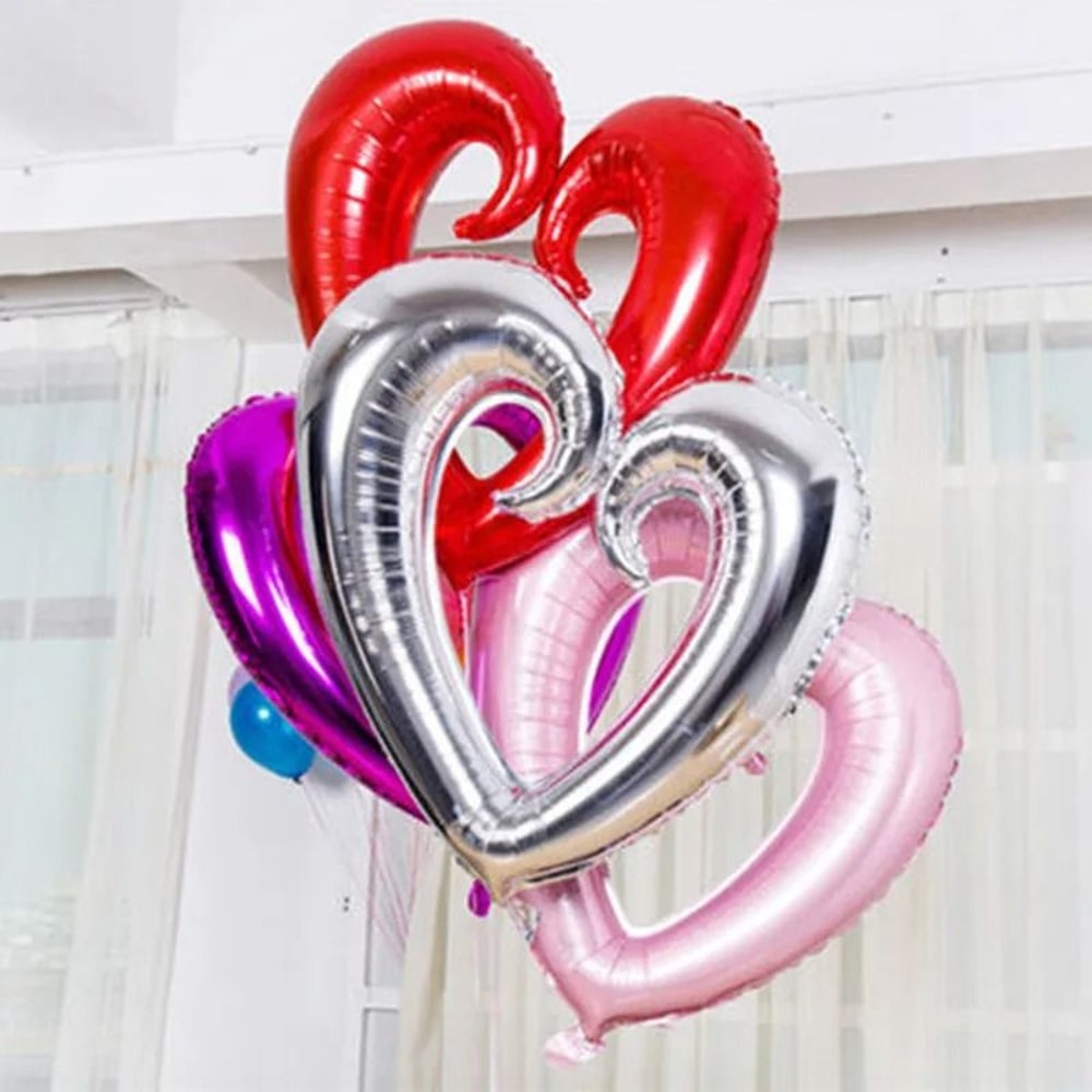 40Inch Giant Hook Heart Foil Balloon Interlocking Romantic Decor 0