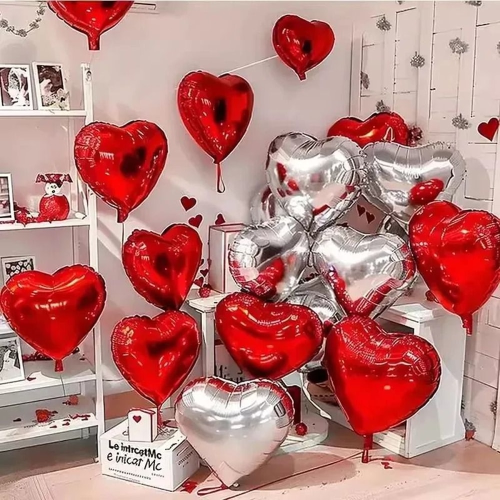 Heart Shape Foil Balloon Set 10 Pcs Premium Marriage Party Decor 1