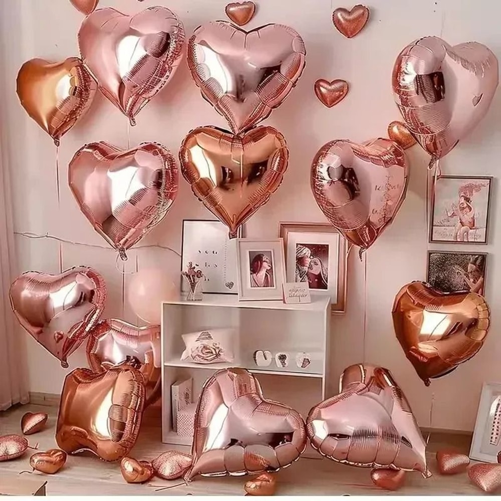 Heart Shape Foil Balloon Set 10 Pcs Premium Marriage Party Decor 2