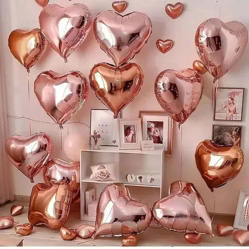Heart Shape Foil Balloon Set 10 Pcs Premium Marriage Party Decor 2
