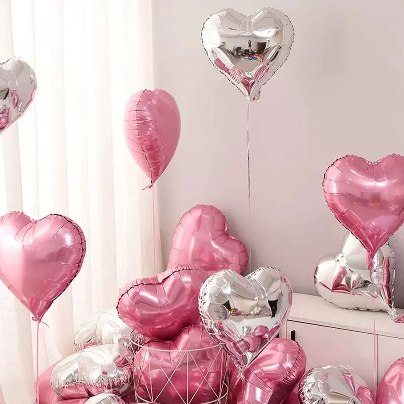 Heart Shape Foil Balloon Set 10 Pcs Premium Marriage Party Decor 3