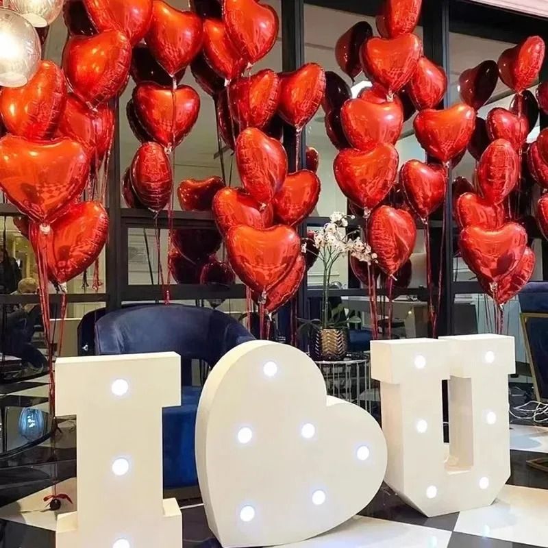 Heart Shape Foil Balloon Set 10 Pcs Premium Marriage Party Decor 4