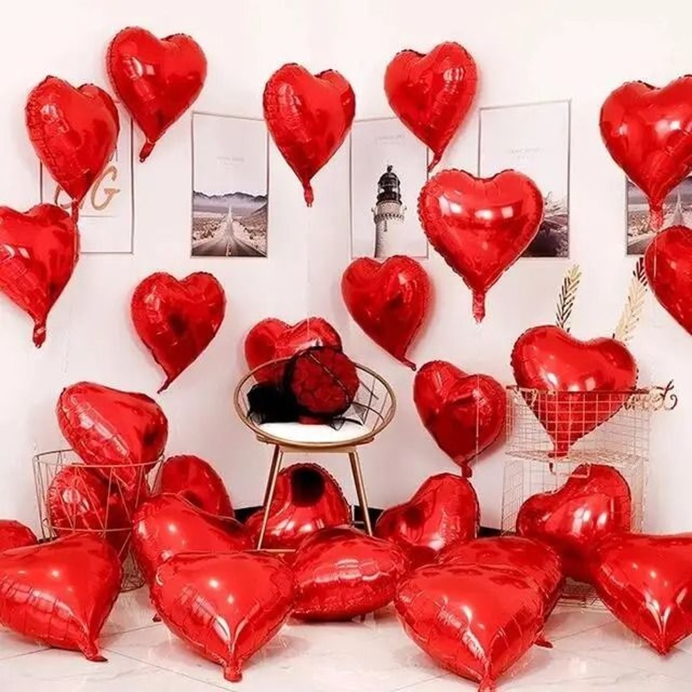 Heart Shape Foil Balloon Set 10 Pcs Premium Marriage Party Decor 6
