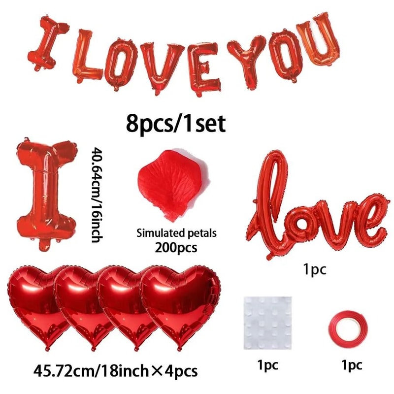 I LOVE YOU Balloon Petal Set Ultimate Romantic Proposal Kit 6