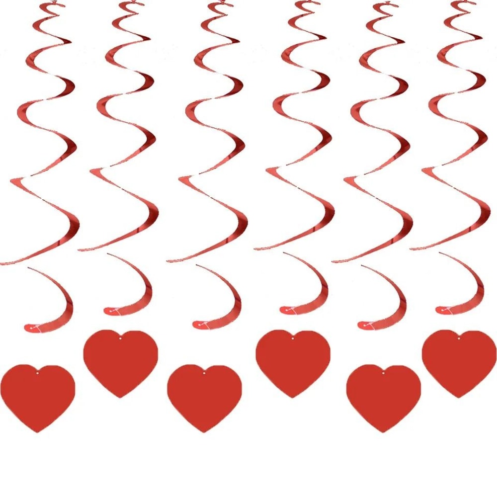 Heart Love Spiral Swirls 6 Pcs Romantic Hanging Garland Set 1