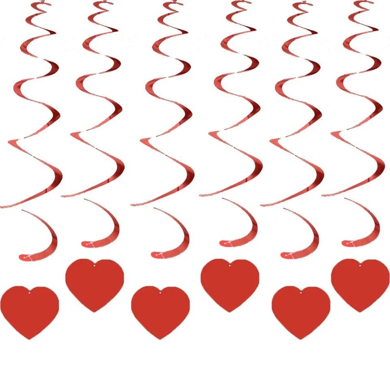 Heart Love Spiral Swirls 6 Pcs Romantic Hanging Garland Set 1