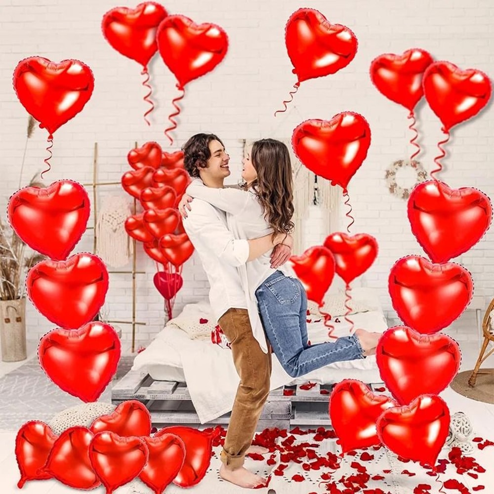 18Inch Red Love Heart Foil Balloons 10 Pcs Classic Romantic Decor 1