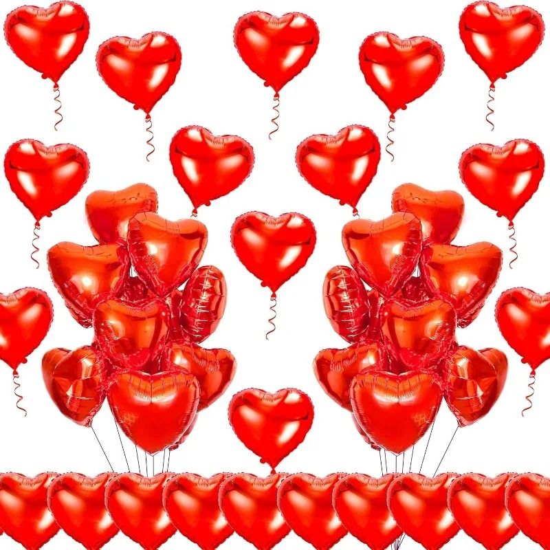 18Inch Red Love Heart Foil Balloons 10 Pcs Classic Romantic Decor 4