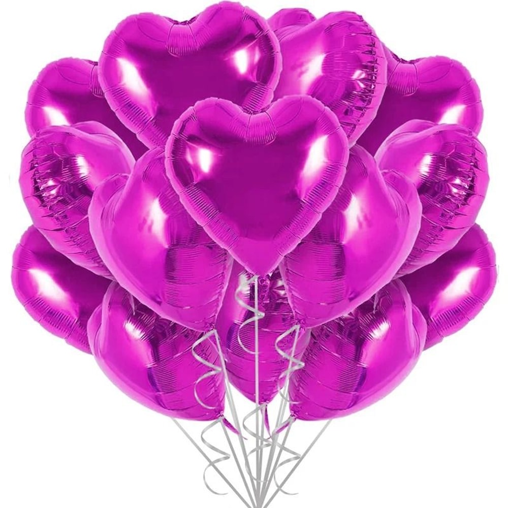 18Inch Red Love Heart Foil Balloons 10 Pcs Classic Romantic Decor 12