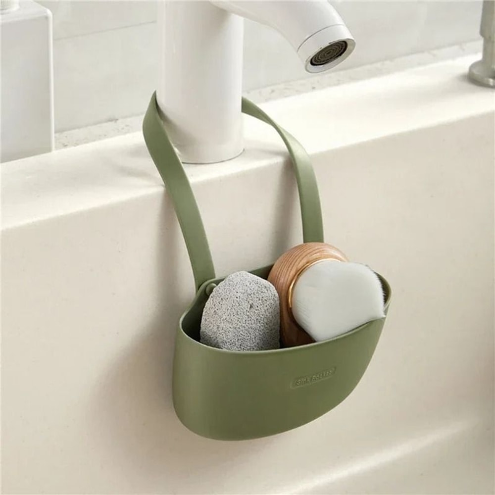 Kitchen Sink Hanging Drain Basket Adjustable Soap Sponge Holder 4