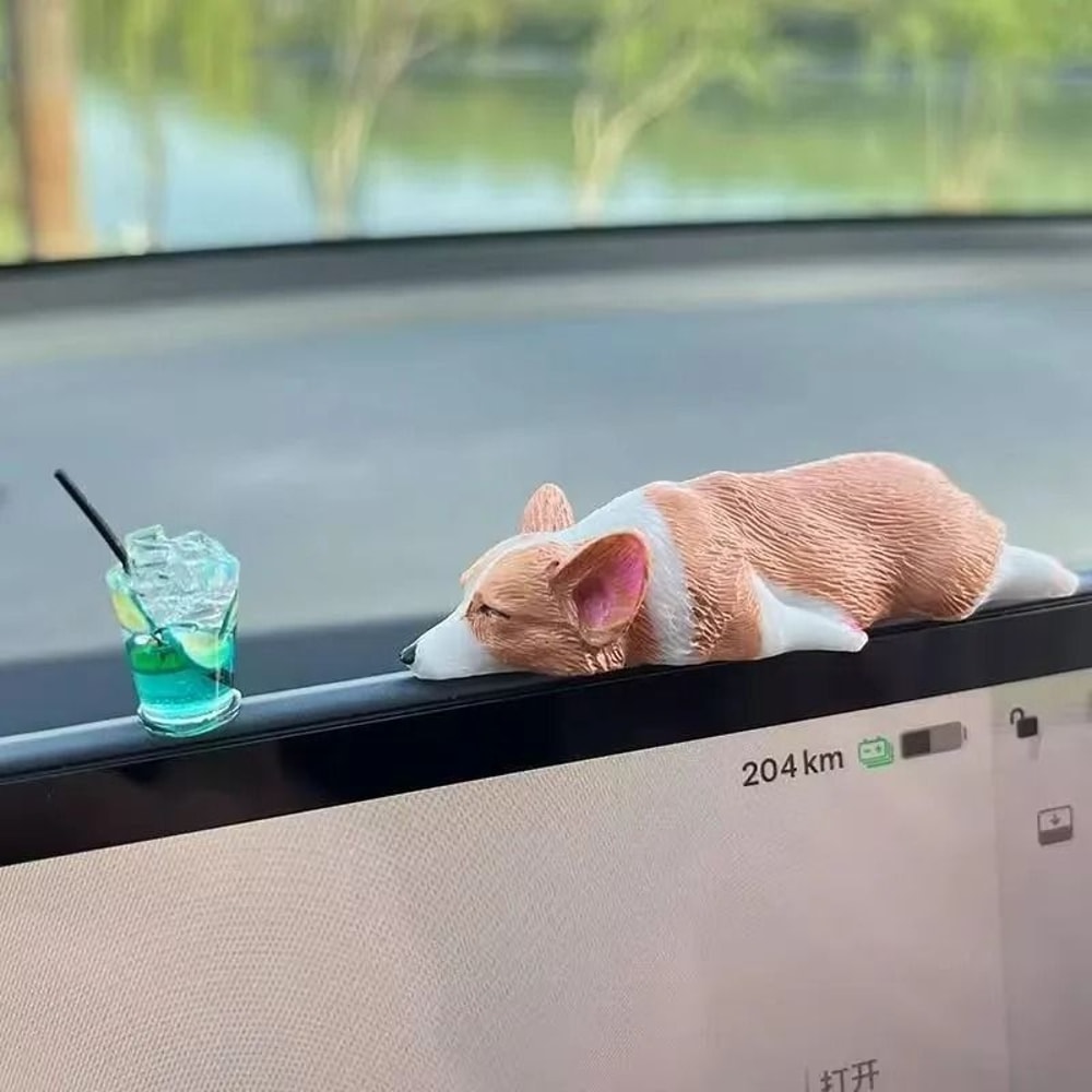 Mini Corgi Car Dashboard Ornament Exquisite Resin Puppy Decor 1