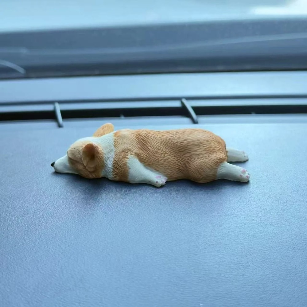 Mini Corgi Car Dashboard Ornament Exquisite Resin Puppy Decor 3