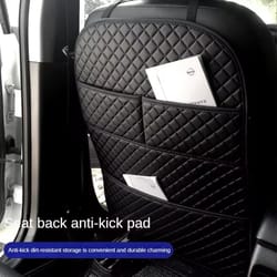 car anti-kick pad – premium pu leather seat back protector
