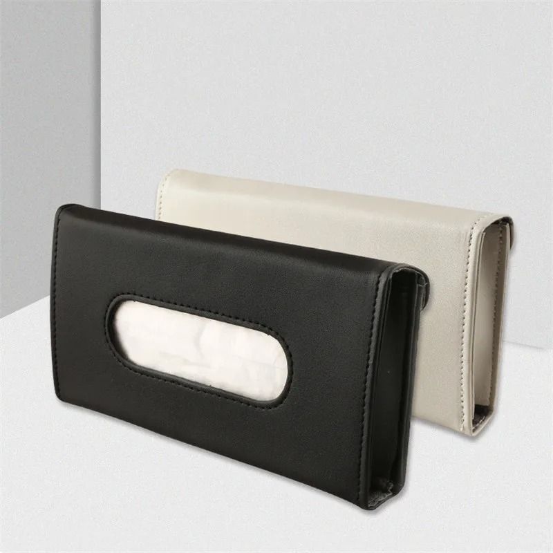 PU Leather Car Tissue Box Sun Visor Hanging Napkin Holder 6