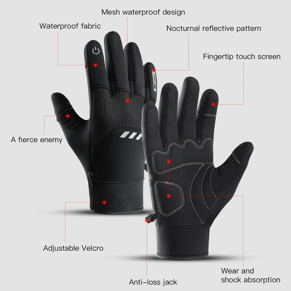 Mens Winter Waterproof Cycling Gloves Outdoor Thermal Sports Protection 3