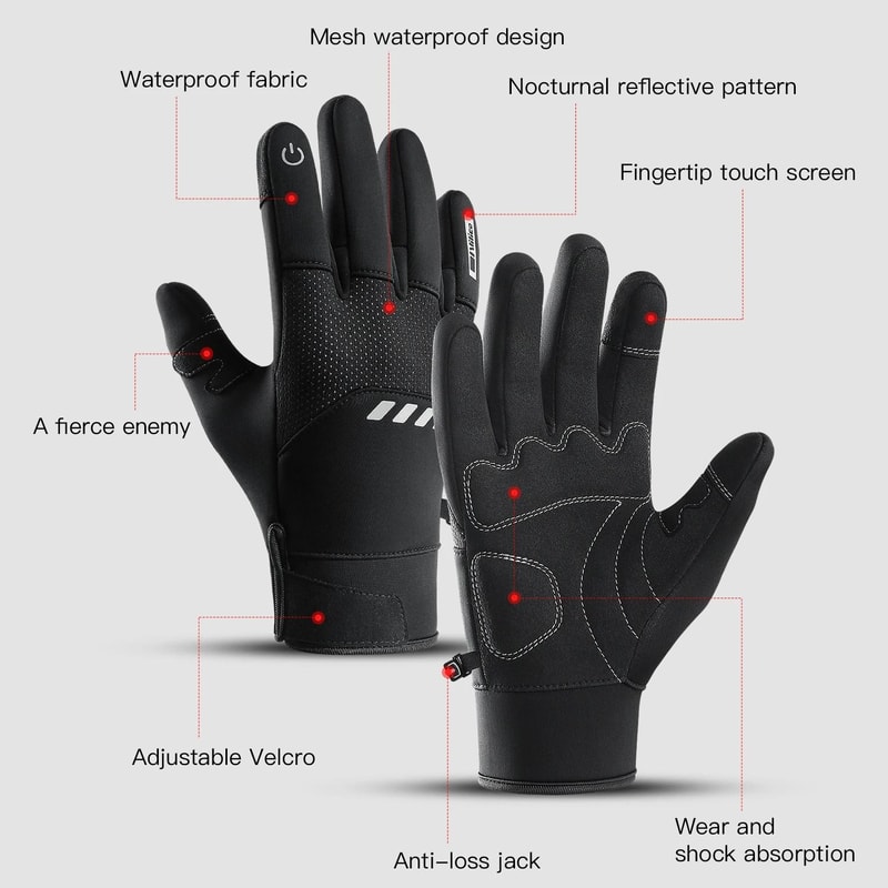 Mens Winter Waterproof Cycling Gloves Outdoor Thermal Sports Protection 3