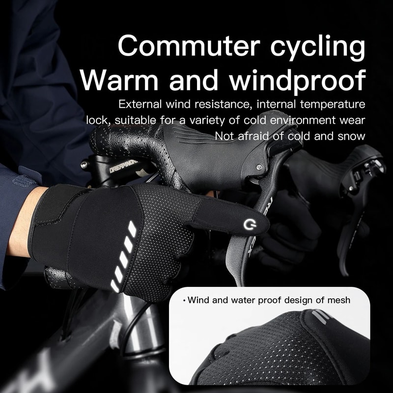 Mens Winter Waterproof Cycling Gloves Outdoor Thermal Sports Protection 4