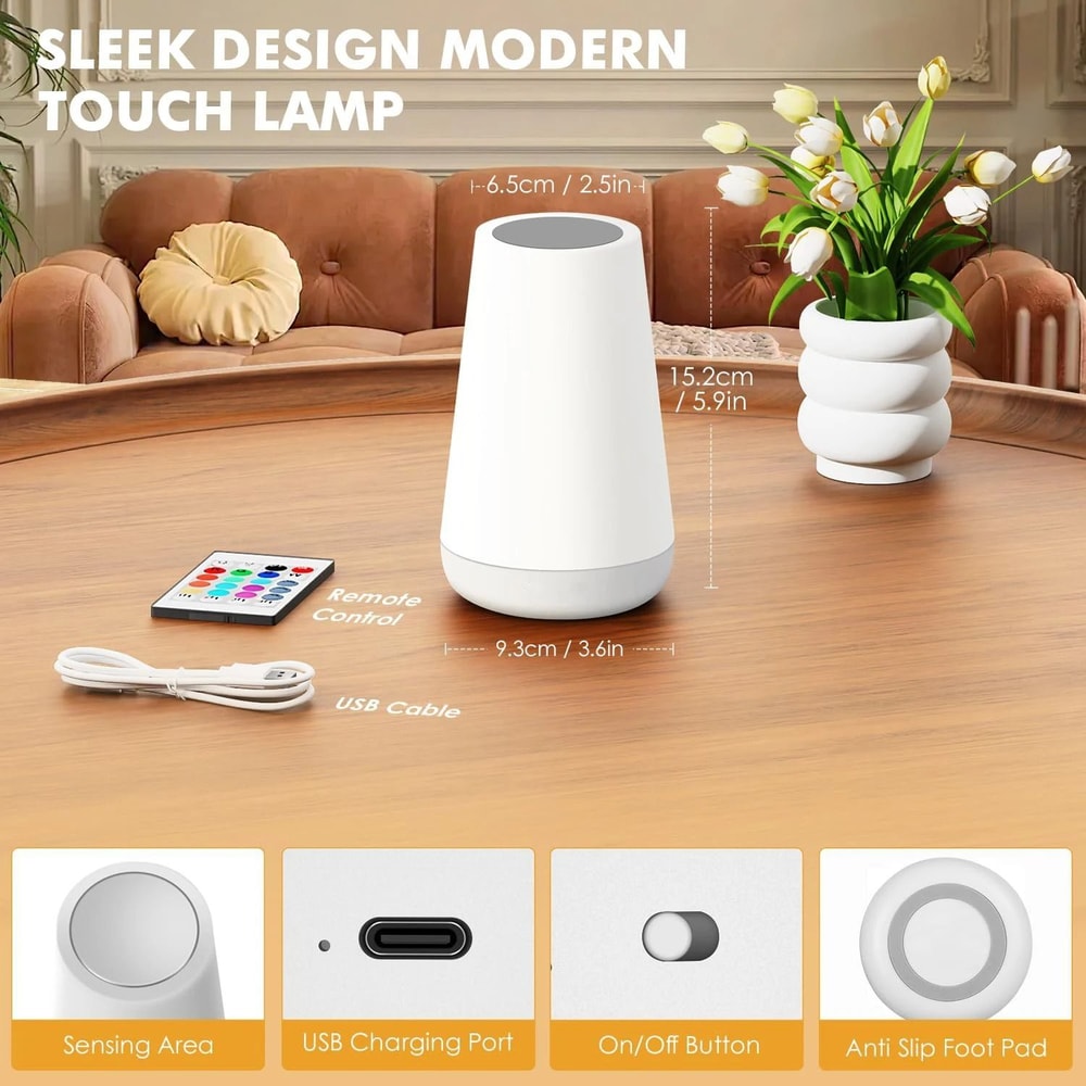 13 Color Changing Night Light Portable RGB Bedside Lamp 3