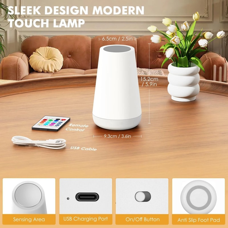 13 Color Changing Night Light Portable RGB Bedside Lamp 3