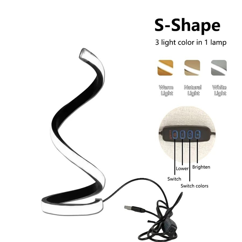Modern LED Spiral Table Lamp ThreeSpeed Dimming Decor 2