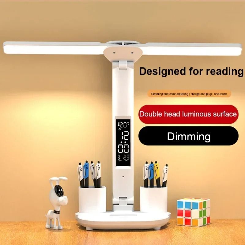 DoubleHeaded LED Table Lamp EyeProtection Reading Light With Smart Display 1
